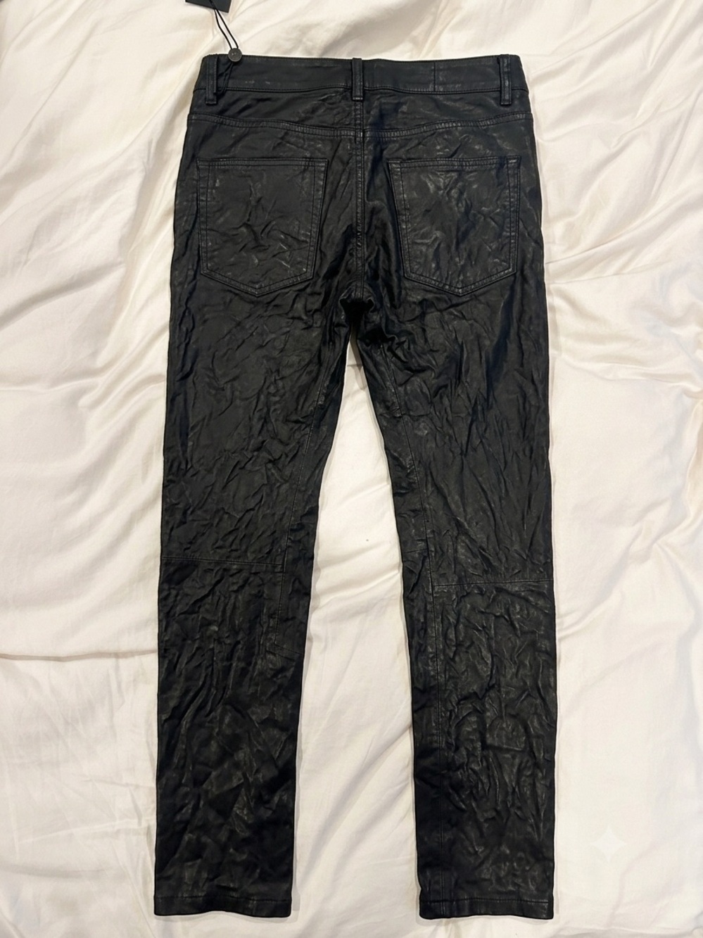 $900 Zadig & Voltaire Phlame Cuir Frosse Leather Pants Noir Black NWT FR 38 US 6 - Picture 2 of 6